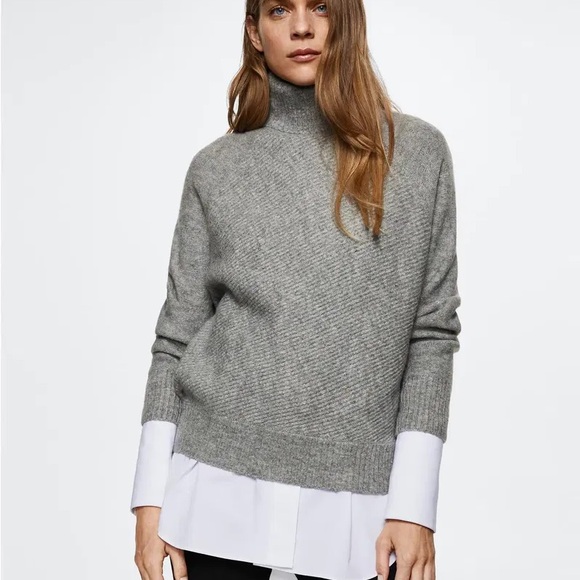 2 for $60 Mango Turtle Neck Sweater Gray Size XL - Picture 3 of 11